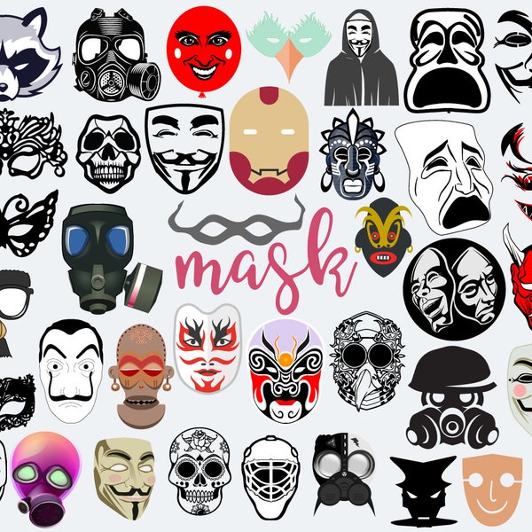 mask svg bunde, mask clipart, mask Graphics, Theater Mask, Horror Hockey Mask, Skull Gas Mask, Masquerade Face Mask, anonymous mask, Costume