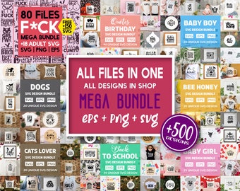 500+ Designs SVG Bundle, Adult, Baby, Bee, Dog, Cat (Digital Files)