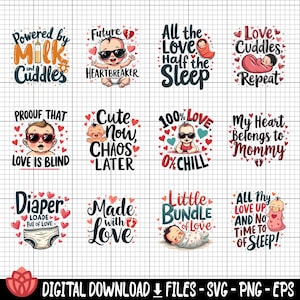 Lot de svg citation bébé, citations de bébé mignon svg, svg de décoration de chambre d'enfant, bébé disant svg, svg citations de nouveau-né, dessins de baby shower, citations de nourrisson svg