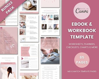 Plantilla de libro electrónico y libro de trabajo / Canva / Crear imanes de clientes potenciales, libro electrónico de Blogger, libro de trabajo del curso / hojas de trabajo, listas de verificación, planificadores / editar en Canva