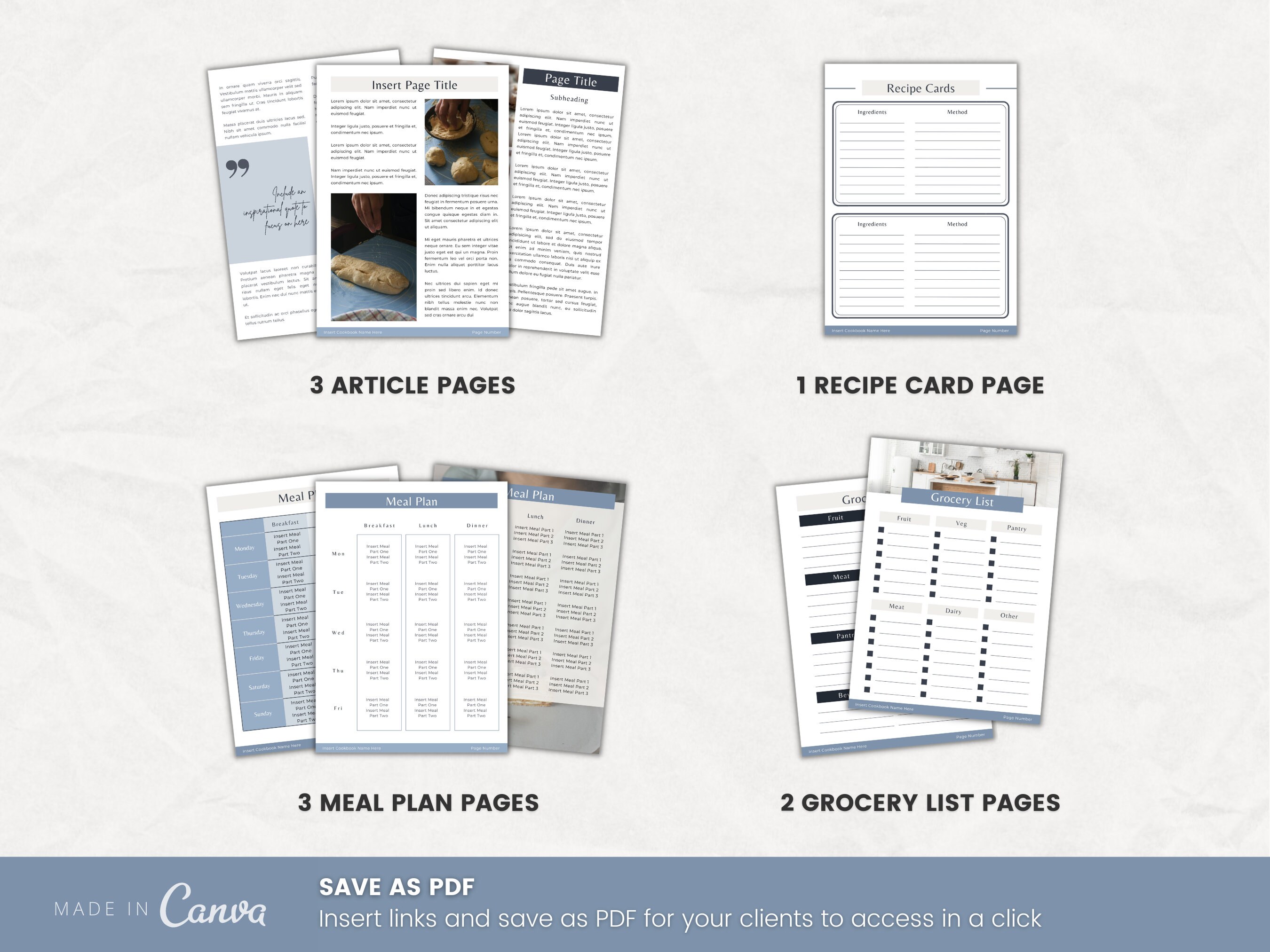 Recipe Cookbook Template Editable Canva Cookbook 60 Page Recipe ...