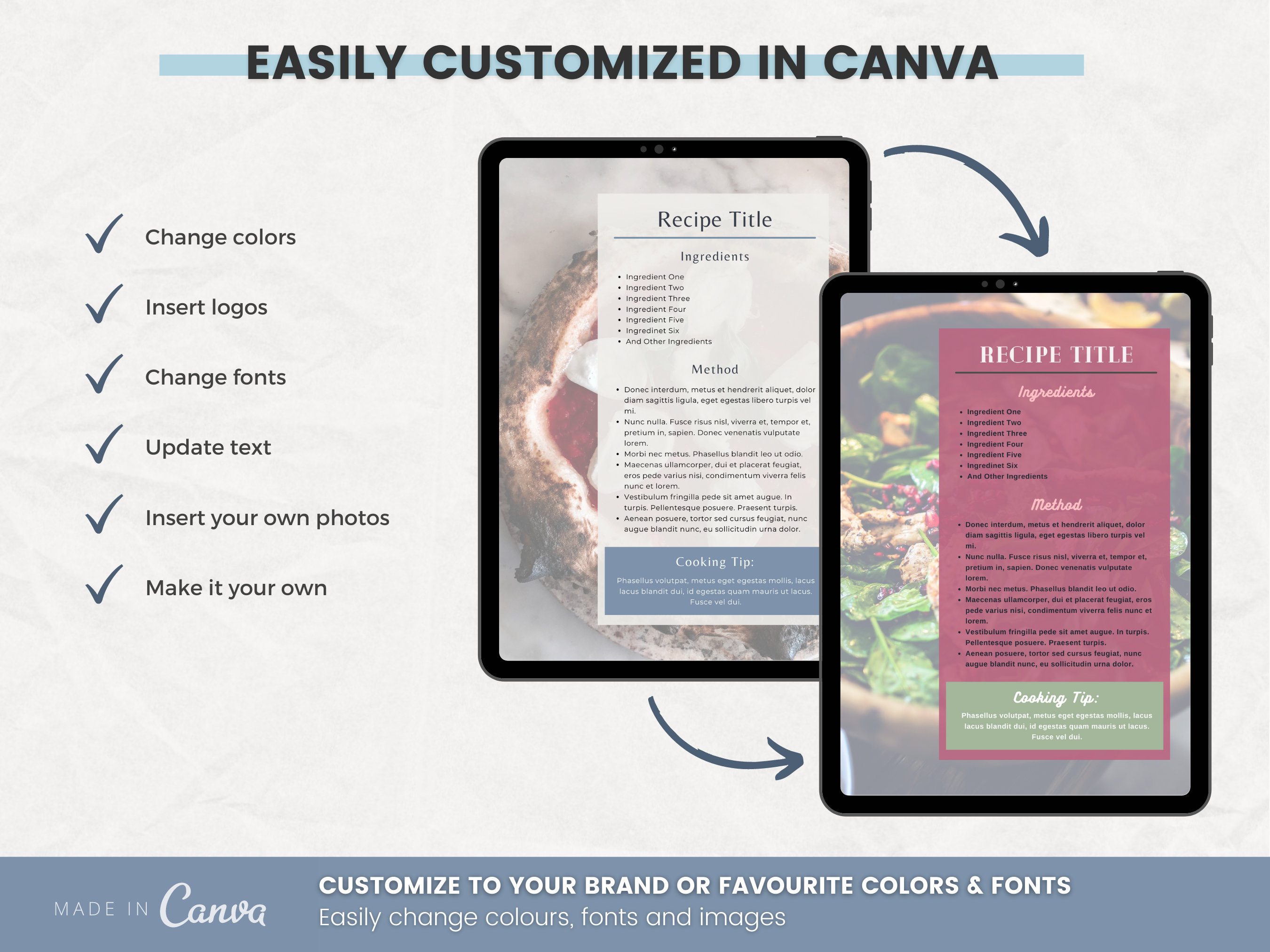 Recipe Cookbook Template Editable Canva Cookbook 60 Page Recipe ...
