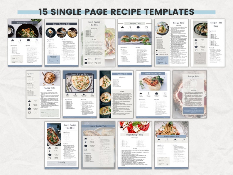 Recipe Cookbook Canva Template 15 Single Page Recipe Template Page of 60 Page Template