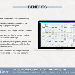 Recipe Cookbook Canva Template 60 Pages Blue Etsy Listing, Benefits of Purchasing this Template