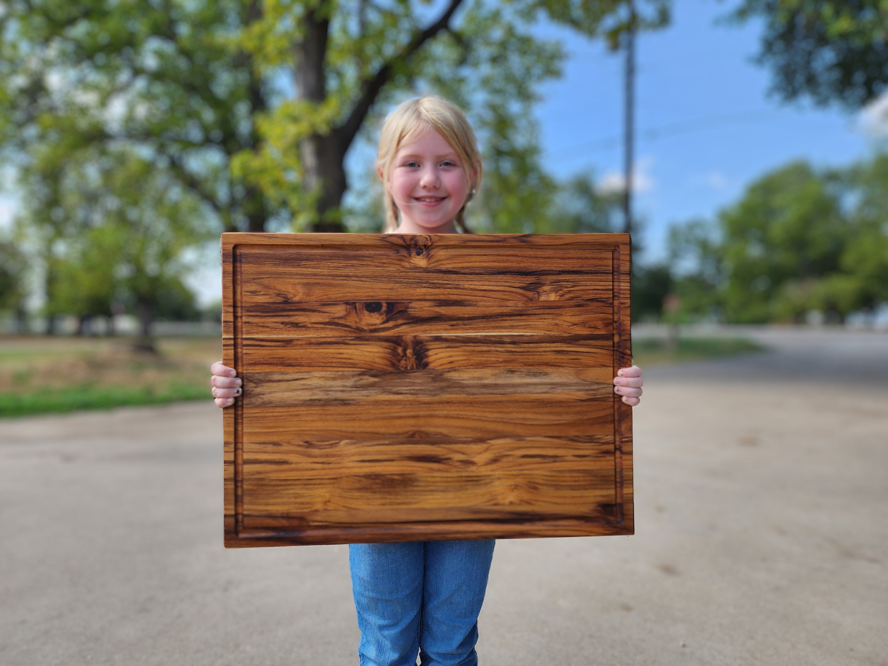 Extra Large Teak Cutting Board: BBQ Brisket, Turkey, Ham (18x24x1 inch)