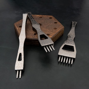 Patterned Leather Hole Puncher Tanned Leather Round Chisels Round Stitching Leather Stitching Hole Punch 2,4,6 Prong set