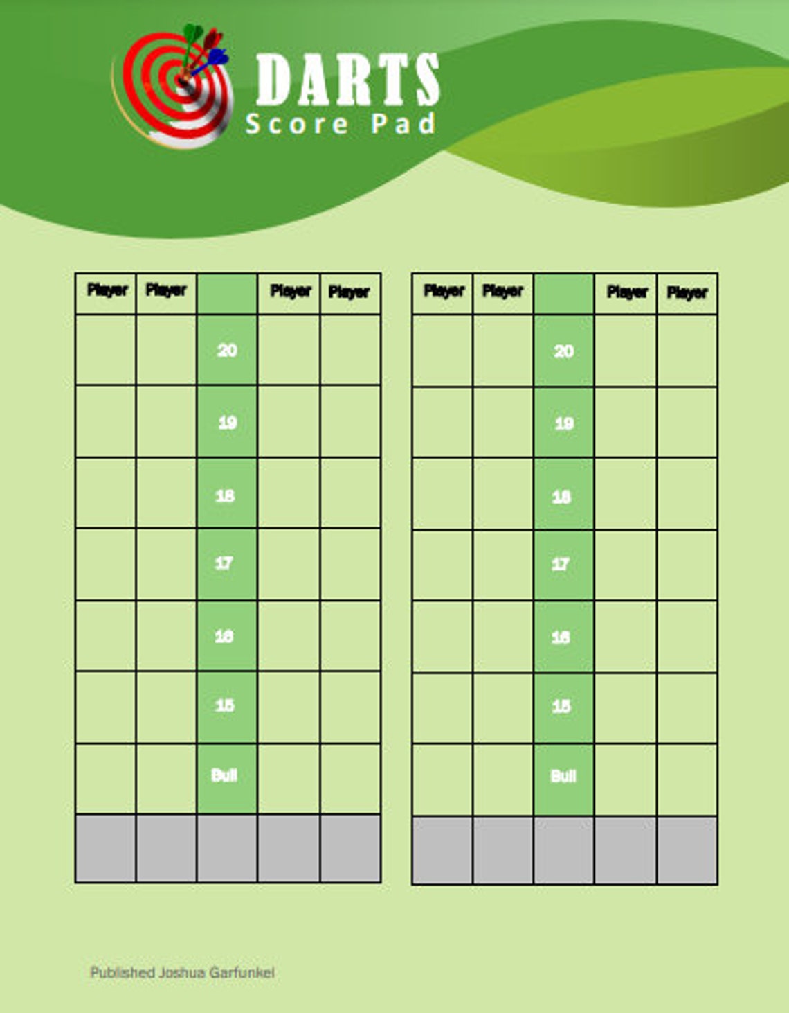 Printable Dart Score Sheet Printable Word Searches