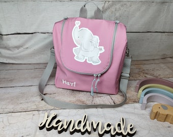 Kindergarten bag, shoulder bag, elephant, pink