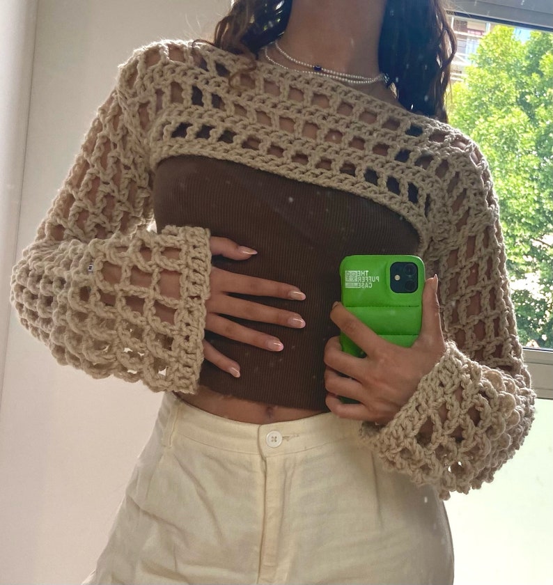 Crochet Mesh Jumper/ Shrug Pattern image 7