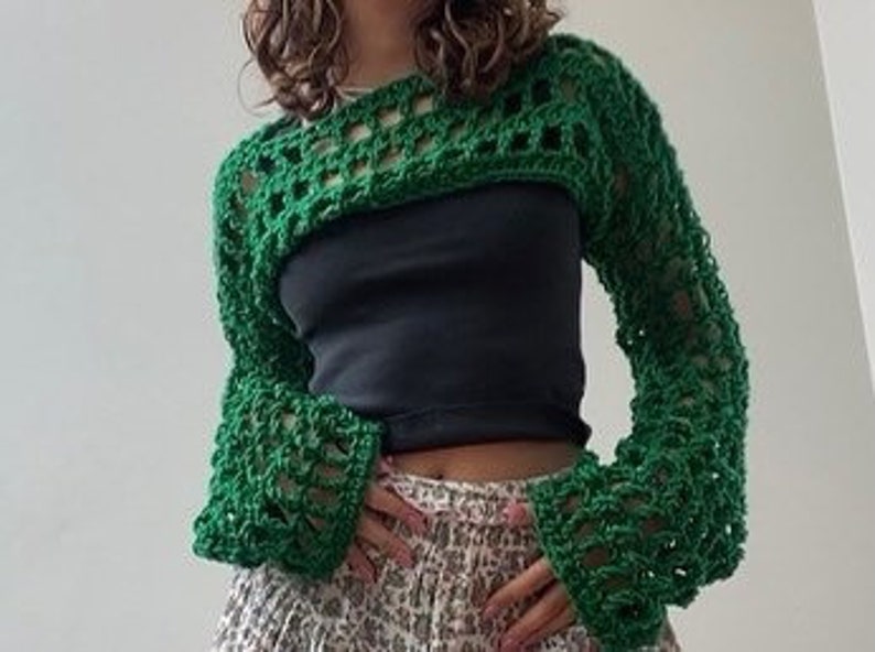 Crochet Mesh Jumper/ Shrug Pattern image 10