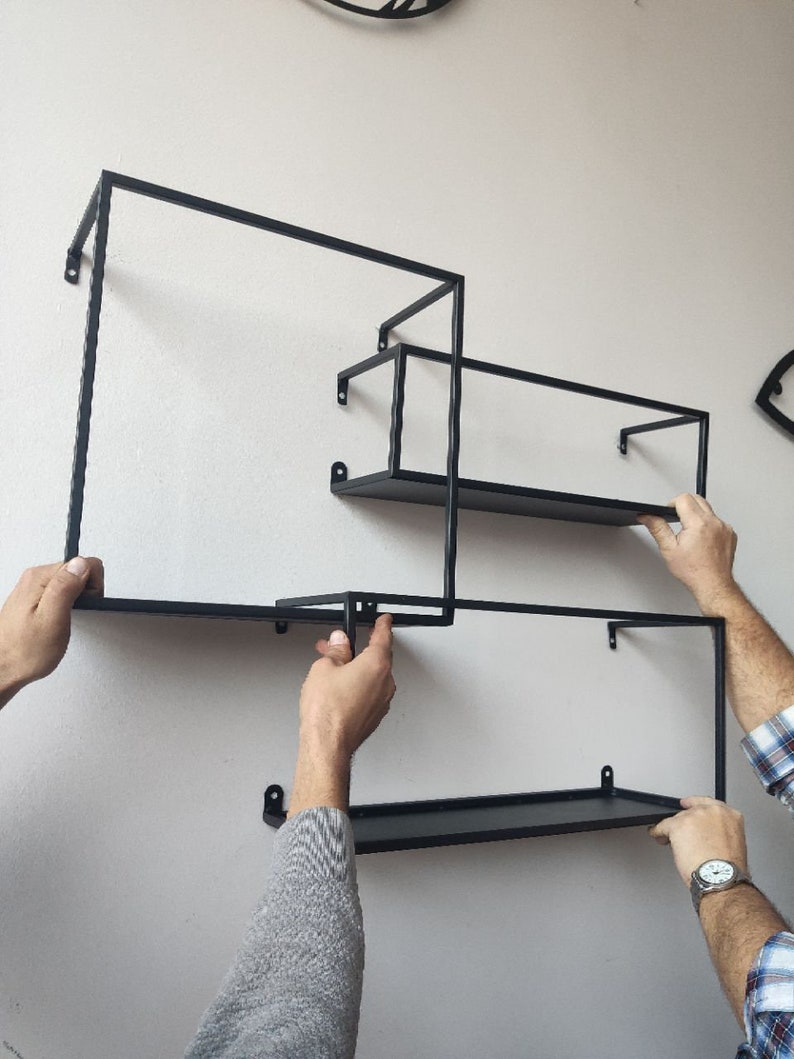 Triple Metal Wall Shelf Triple Wall Shelf Wall Shelf Decor Etsy