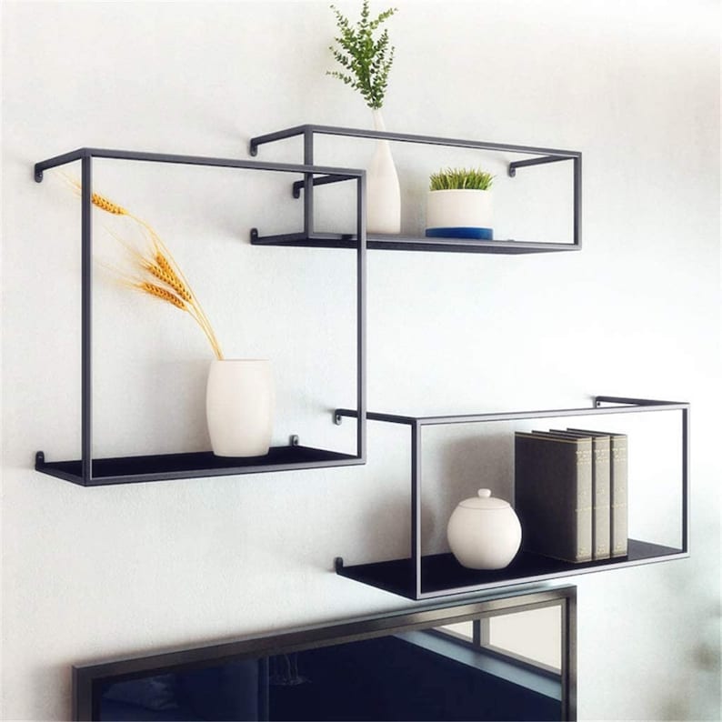 Triple Metal Wall Shelf Triple Wall Shelf Wall Shelf Decor Etsy