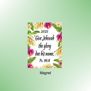 JW 2025 year text magnet and gift card