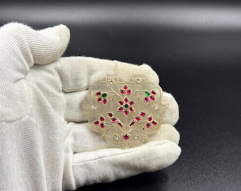 Quartz stone pendant, jadau pendant , mughal jewellery, stone pendant
