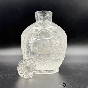 Vintage Crystal Perfume Vial, Handmade Perfume Bottle, Perfume Vial, Crystal Perfume Bottle, Hand Carved Perfume Vial, Collectible