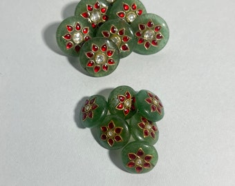 Mughal style Aventurine stone Buttons , Indo-western coat button set , coat buttons, royal buttons