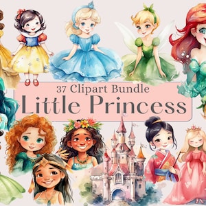 小さなプリンセスのクリップアート、水彩プリンセスのクリップアート、保育園の装飾、プリンセスのクリップアート、赤ちゃんのプリンセス、プリンセスの誕生日、幼児のプリンセス
