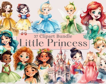 Little Princess Clipart, Watercolor Princess Clipart, Nursery Decor,  Princess Clipart, Baby Princess , Princess Birthday, Toddler Princess