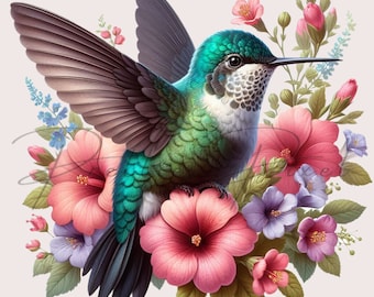 Ilustración digital de colibrí, imágenes prediseñadas, manualidades con papel, collage, diario basura, álbum de recortes, pintura, impresiones artísticas de colibrí, descarga