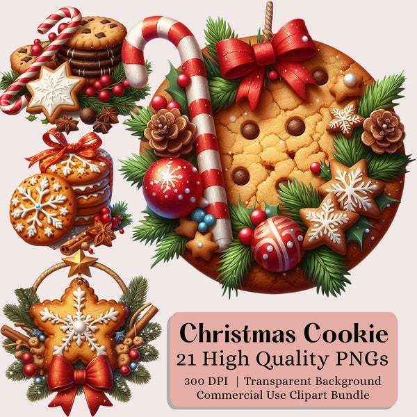 Christmas Cookie Clipart, Watercolor Cookie Clipart Bundle, Christmas Digital Planner, Delicious Christmas PNG , Christmas Sweets Clipart