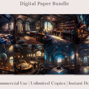Wizard School Digital Paper Bundle, Magic School, Witch and Wizard Png ...