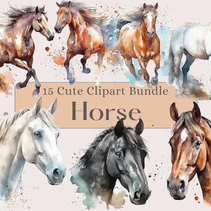 Horse PNG, Horse Clipart Set, Watercolor Horse PNG Western Clipart.Farm Animals PNG. Clipart Bundle