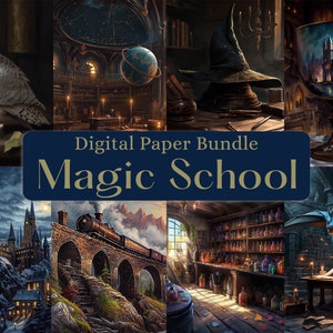 Wizard School Digital Paper Bundle, Magic School, Witch and Wizard png. Wands, Potions, Keys, wizarding school, Fantasy Scrapbooking Journal