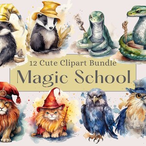 Wizard School Clipart Bundle, Magic School,  Witch and Wizard png. Wands, Potions, Keys, wizarding school Digital watercolor.