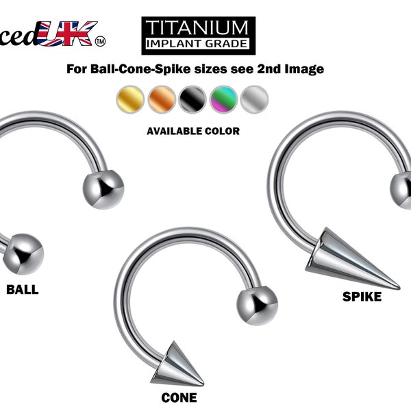 Titanium Spike Lip Ring, Lip Hugger Ball/Cone/Spike Septum Piercing, Helix Earring, Cartilage, Nose Piercing Ring - 18G 16G 14G