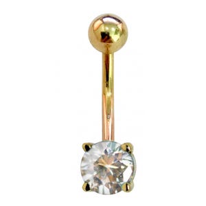Solid 14K Gold Belly Bars - Elegant 14K Gold Belly Button Rings with Highest Quality Crystals - Gold Body Jewellery for someone Special