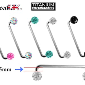 Titanium Dermal Piercing, Staple Barbell - Surface Barbell with Disco Ball Top Gem Multi Crystal