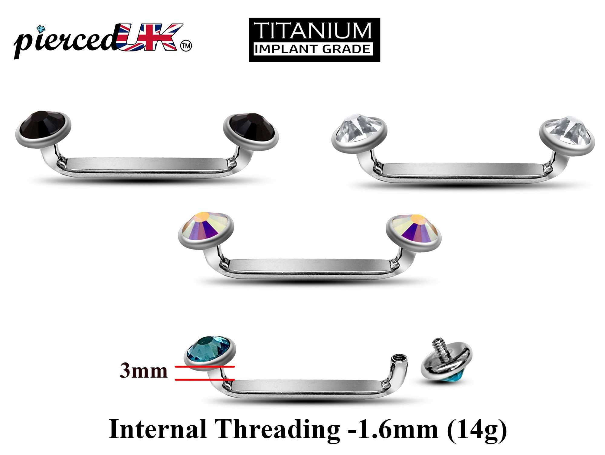 Flat Surface Piercing Jewelry Titanium Staple Barbell Internally