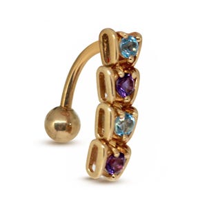 14K Gold Belly Rings - Solid Gold Belly Bar Made of 4 Moving parts for Extra Comfort - 14K Gold Body Piercing Jewellery