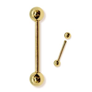 14-karatowy złoty kolczyk do piercingu, kolczyki do sutków 16G i 14G, rozmiar od 6 mm do 24 mm, biżuteria do języka, Daith, Helix, Tragus, Felix, płatka ucha - 1 szt.