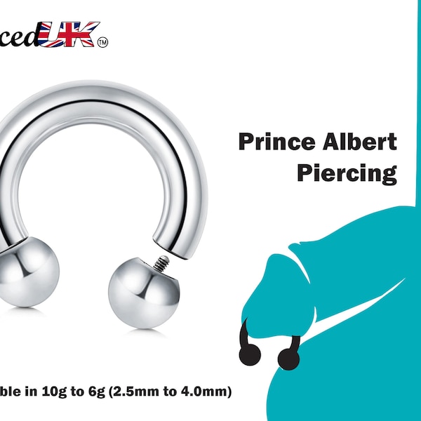 Prince Albert Piercing, Circular Barbell Ring – Horseshoe Piercings for Genital, Septum Ring, Lip, Nipple Ring and more – Gauge 10g to 6g