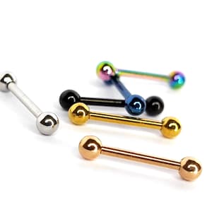 Nipple Piercing Barbell Jewelry, 16G 14G Straight Nipple Bar Barbell Studs size 8mm to 16mm - you get 1pc each order