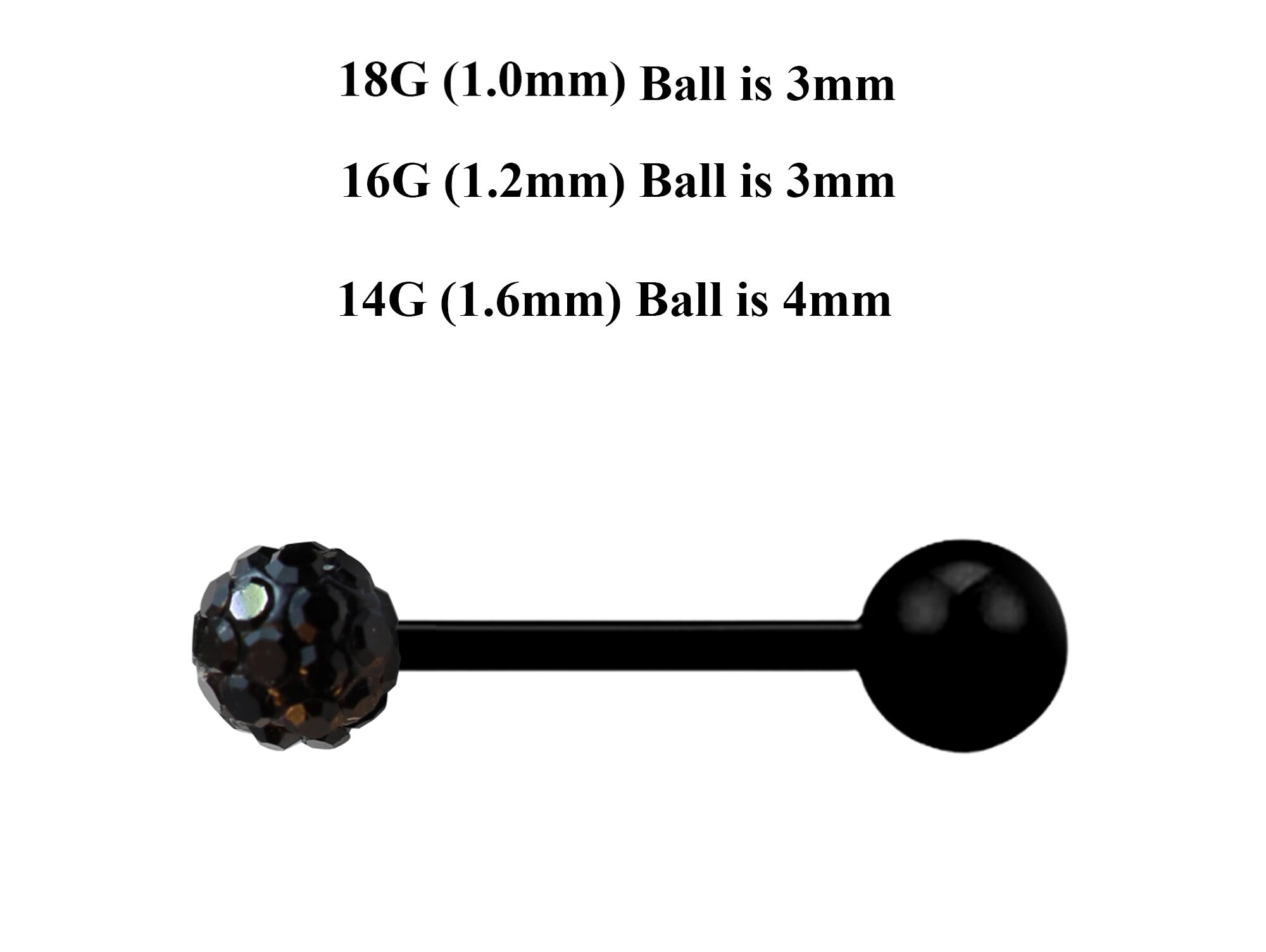 Black Barbell Stud Industrial Piercing Custom Barbell Etsy