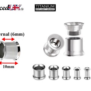 Steel Plugs, Double Flare Tunnels - Titanium Steel Plugs Earrings Threaded Piercing Tunnel for Ear Lobe Earring, Body Modification