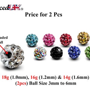 Replacement Piercing Parts, Loose Part – 1 Pair (2pcs) Disco Ball Attachment for Piercing like labret, Barbell, Septum ring, Curved Barbell