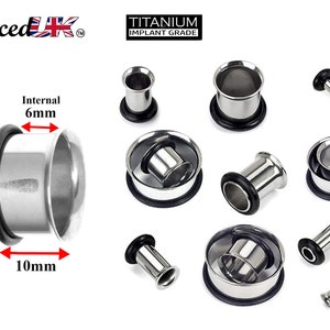 Steel Plugs, Single Flare Tunnels - Titanium Steel Plugs Earrings Piercing Tunnel with rubber O-ring for Ear Lobe Earring, Body Modification