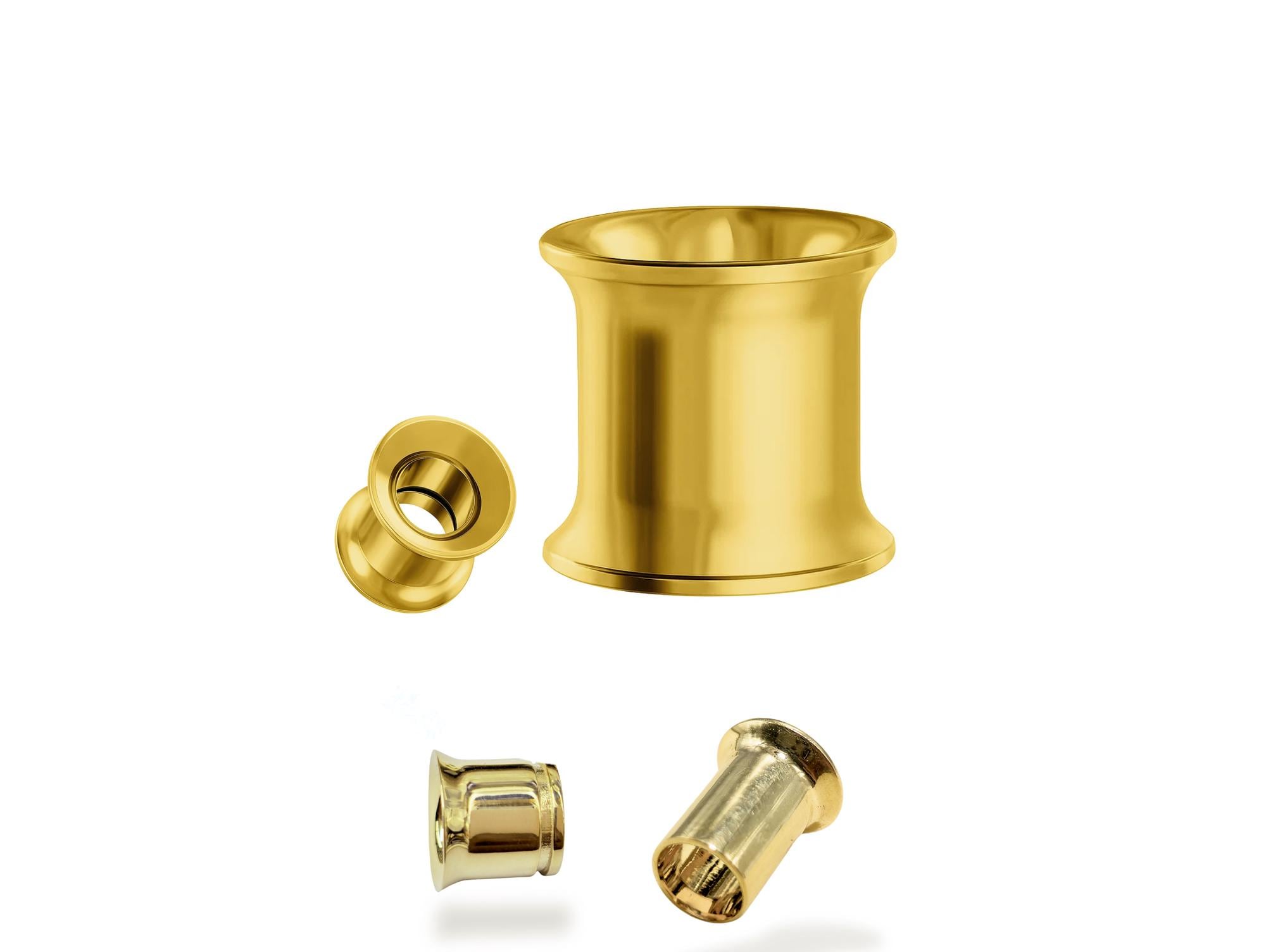 14K Solid Gold Flared Plugs Ear Stretcher Body Jewellery Ear Tunnel Gauges 1pc each order - Custom Made Delivery 1-4 weeks