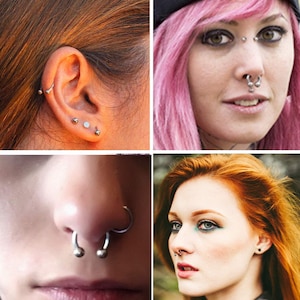 Hufeisen Barbell, Septum Ring, Nasenring, 00G, 0G, 1G, 2G, 4G, 6G, 8G, 10G, 12G, 14G 16G, 18G Größen 6mm bis 19mm Bild 6