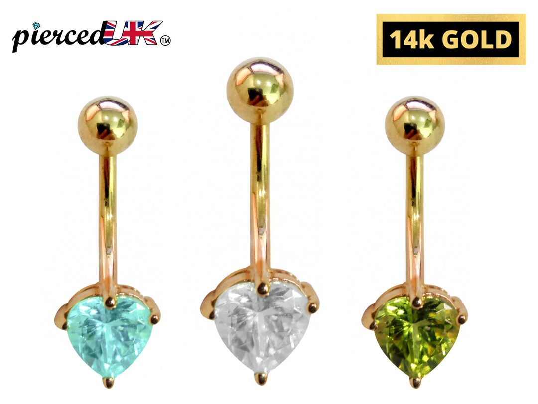 14K Gold Belly Bars Solid Gold Designer Belly Button Ring Etsy
