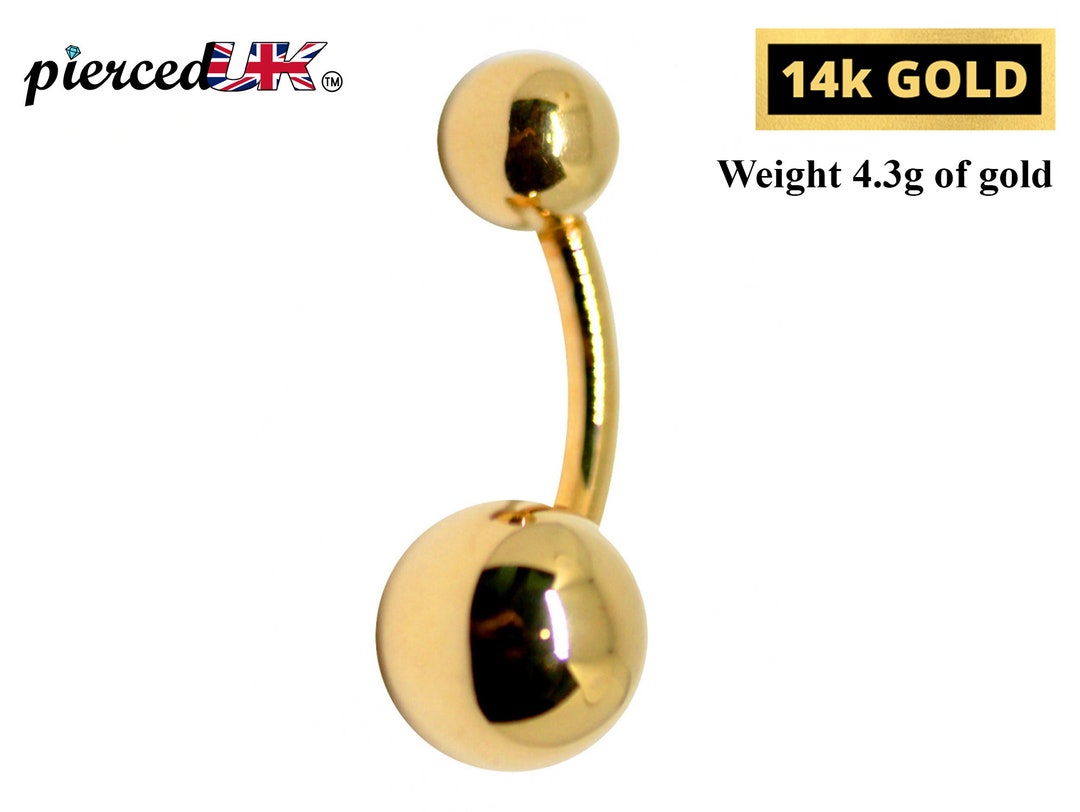 Solid Gold 14K Gold Belly Bar Gold 4.6 Grams Belly Ring Etsy