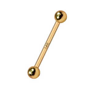 14K Gold 14G Barbell Piercing for Tongue Bar, Nipple Jewellery and Ear Cartilage - Length from 6mm to 24mm