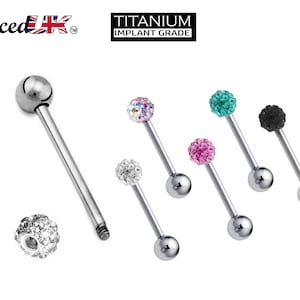 Titanium Barbell Piercing - Industrial Earrings – 16g, 14g (1.2mm & 1.6mm) – Piercing for Tongue Bars, Nipple Piercing, Ears – 6mm to 44mm