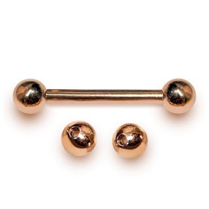 14K Rose Gold Nipple Bars  Piercing Jewelry, Tongue Piercing in 16G and 14G - Handmade Body Jewellery