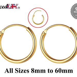 Créoles en or - Plaqué or 18 carats - Fabriquées et polies à la main - Emballées dans un sac en velours pelucheux - Voir les détails de taille sur la description