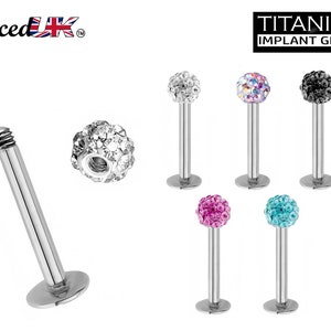 Titanium Labret Labret Stud, Labret Monroe with Multi Crystal Ball – Flatback Lip Piercing Jewelry – Labret Piercing for Lip, Chin.