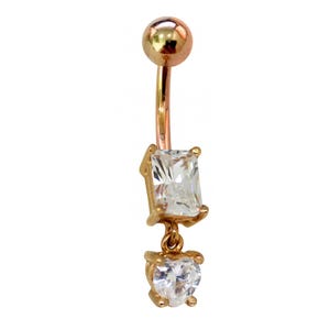 Piercing ombelico pendenti in oro 14K - Cristallo di altissima qualità incastonato a mano e lucidato a mano - Piercing ombelico di design realizzato per una persona molto speciale